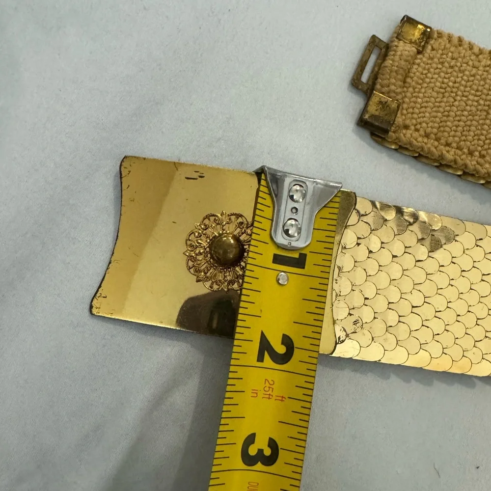 Vintage Gold Fish Scale 70’s Stretch Belt 80’s Kitsch Fun Glamorous - Picture 9 of 12